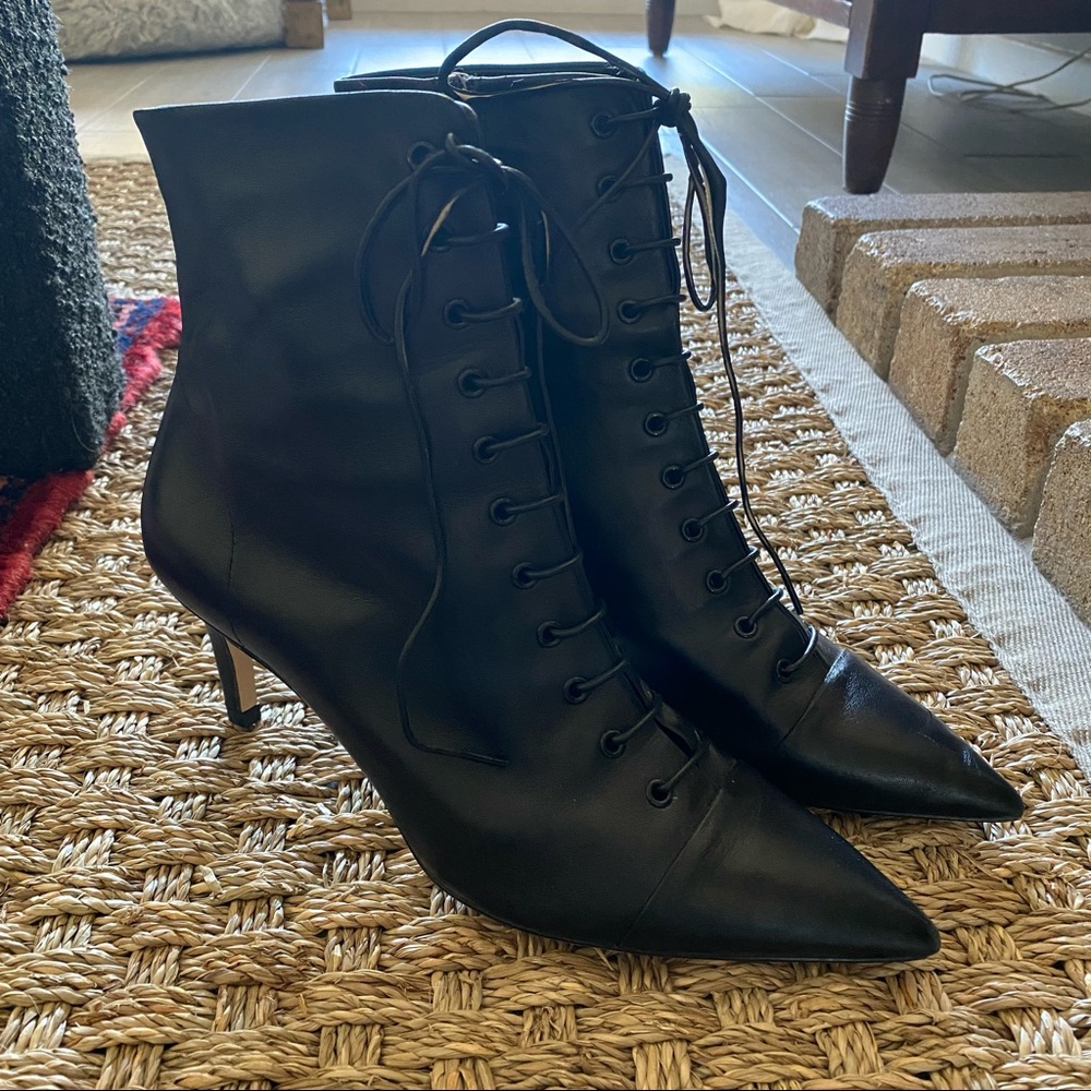 Zara lace up leather booties